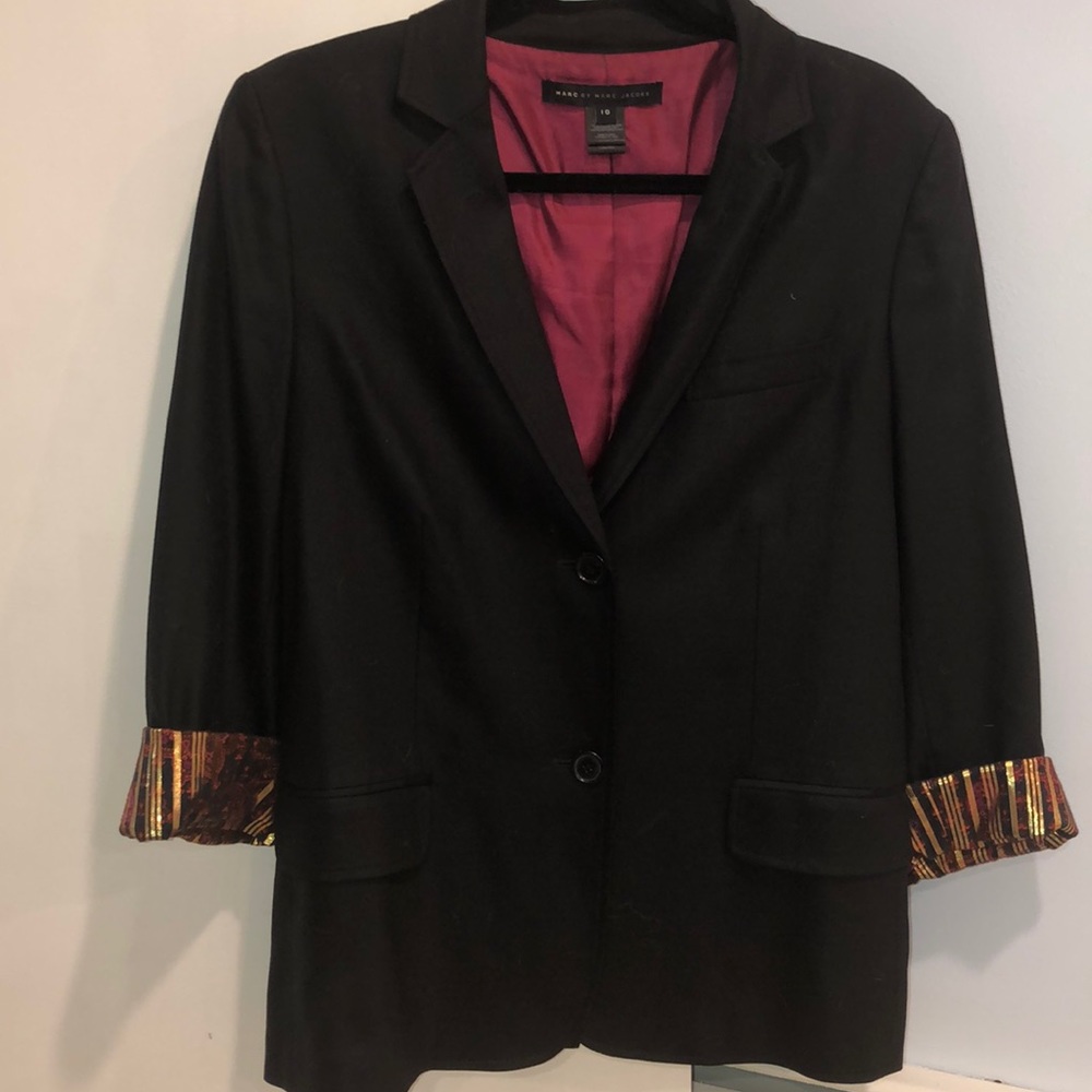 Marc by Marc Jacobs paisley/gold cuff black blazer